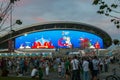 Russia, Kazan - July 6, 2018: Kazan Arena Stadium. Venue 2018 FIFA World Cup Russia. Play-off 1/4 final Brazil vs Belgium.