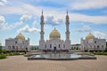 Russia, Kazan June 2019. Beautiful white mosque in Bulgars. Republic of Tatarstan, Russia. Islam, religion and architecture