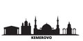 Russia, Kemerovo city skyline isolated vector illustration. Russia, Kemerovo travel black cityscape