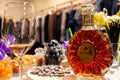 Russia Kemerovo 16-11-2018 degustation with buffet table premium vip cognac in crystal bottle Remy Martin XO and glass at opening