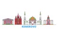 Russia, Kemerovo line cityscape, flat vector. Travel city landmark, oultine illustration, line world icons