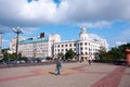 Russia, Khabarovsk, August 2019: Administrative building on Komsomolskaya square in Khabarovsk