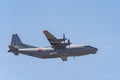 Russia, Khabarovsk - May 9, 2020: An-12D military transport aircraft . Parade in