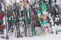 Russia. Khibiny. ski lift skiers on the ski slopes, mountain. Royalty Free Stock Photo