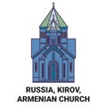 Russia, Kirov, Armenian Church travel landmark vector illustration