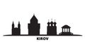Russia, Kirov city skyline isolated vector illustration. Russia, Kirov travel black cityscape