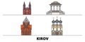 Russia, Kirov flat landmarks vector illustration. Russia, Kirov line city with famous travel sights, skyline, design.