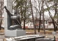 Russia, Kislovodsk. Fragment of monument `Cranes` in Koltsovsky Square.