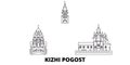 Russia, Kizhi Pogost line travel skyline set. Russia, Kizhi Pogost outline city vector illustration, symbol, travel