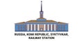Russia, Komi Republic, Syktyvkar, Railway Station travel landmark vector illustration