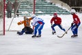 RUSSIA, KOROLEV- FEBRUARY 18, 2017: Bandy tournament in honor of the local famous coaches was held for the first time in