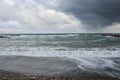 Russia, Krasnodar region, Dzhubga. Sea coast of Black sea before the rain Royalty Free Stock Photo