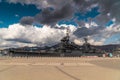 The legendary light artillery cruiser Mikhail Kutuzov, now a Museum at the pier in Novorossiysk.