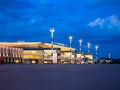 11.06.2019 Russia. Krasnoyarsk. Hvorostovsky airport. Night view of the new terminal. Royalty Free Stock Photo