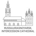 Russia,Krasnoyarsk, Intercession Cathedral travel landmark vector illustration