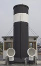 Russia, Krasnoyarsk, July 2019: the chimney of the old steamer