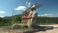 Russia, Krasnoyarsk, July 2021: monument to the book of Victor Astafiev King-fish.