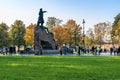 Russia, Kronstadt, September 2020. View of the monument to Admiral Makarov.