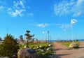 Russia,Kronstadt,07.05.2022.Square in Kronstadt at the Coastal harbor overlooking the Gulf of Finland