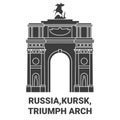 Russia,Kursk, Triumph Arch travel landmark vector illustration Royalty Free Stock Photo