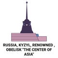 Russia, Kyzyl, Renowned , Obelisk The Center Of Asia travel landmark vector illustration