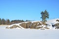 Russia, lake Ladoga Ladozhskoye, the gulf of Murolakhti Kocherga in frosty winter day