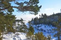 Russia, lake Ladoga Ladozhskoye, the gulf of Murolakhti Kocherga in frosty winter day