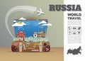 Russia Landmark Global Travel And Journey Infographic luggage.3D Design Vector Template.vector/illustration. can be used for your