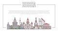 Russia landmark panorama in linear style