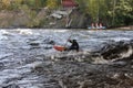 27.09.2020 Russia, Leningrad region, Losevo village, sports rafting training on the rapids of the Vuoksa river