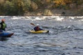 27.09.2020 Russia, Leningrad region, Losevo village, sports rafting training on the rapids of the Vuoksa river