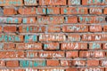 Russia, Leningrad region, November 2020. A fragment of the brick wall of the restored temple with the names of people.