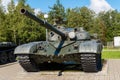 Russia. Leningrad region. September 10, 2021. T-72 tank near the museum-panorama of the Breakthrough of the siege of