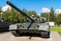 Russia. Leningrad region. September 10, 2021. T-80 tank near the museum-panorama of the Breakthrough of the siege of