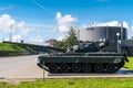 Russia. Leningrad region. September 10, 2021. T-80 tank near the museum-panorama of the Breakthrough of the siege of