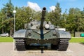 Russia. Leningrad region. September 10, 2021. T-72 tank near the museum-panorama of the Breakthrough of the siege of