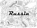 Russia line art design vector illustration