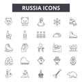 Russia line icons, signs, vector set, outline illustration concept Royalty Free Stock Photo