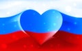 Russia with love. Russian national flag with heart shaped waves. Background in the colors of the Russian flag. Heart shape, vector