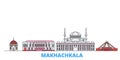 Russia, Makhachkala line cityscape, flat vector. Travel city landmark, oultine illustration, line world icons