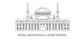 Russia, Makhachkala, Grand Mosque, travel landmark vector illustration