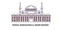 Russia, Makhachkala, Grand Mosque, travel landmark vector illustration