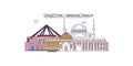 Russia, Makhachkala tourism landmarks, vector city travel illustration