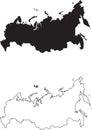 Russia Map. Black silhouette country map isolated on white background. Black outline on white background. Vector file Royalty Free Stock Photo