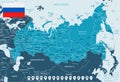 Russia - map and flag - illustration