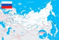 Russia - map and flag - illustration