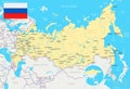 Russia - map and flag - illustration