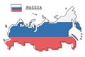 Russia map and flag . Modern simple line cartoon design . Vector Royalty Free Stock Photo