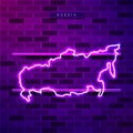 Russia map glowing purple neon lamp sign