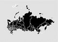 Russia map - High detailed Black map with counties/regions/states of russia. russia map isolated on transparent background Royalty Free Stock Photo